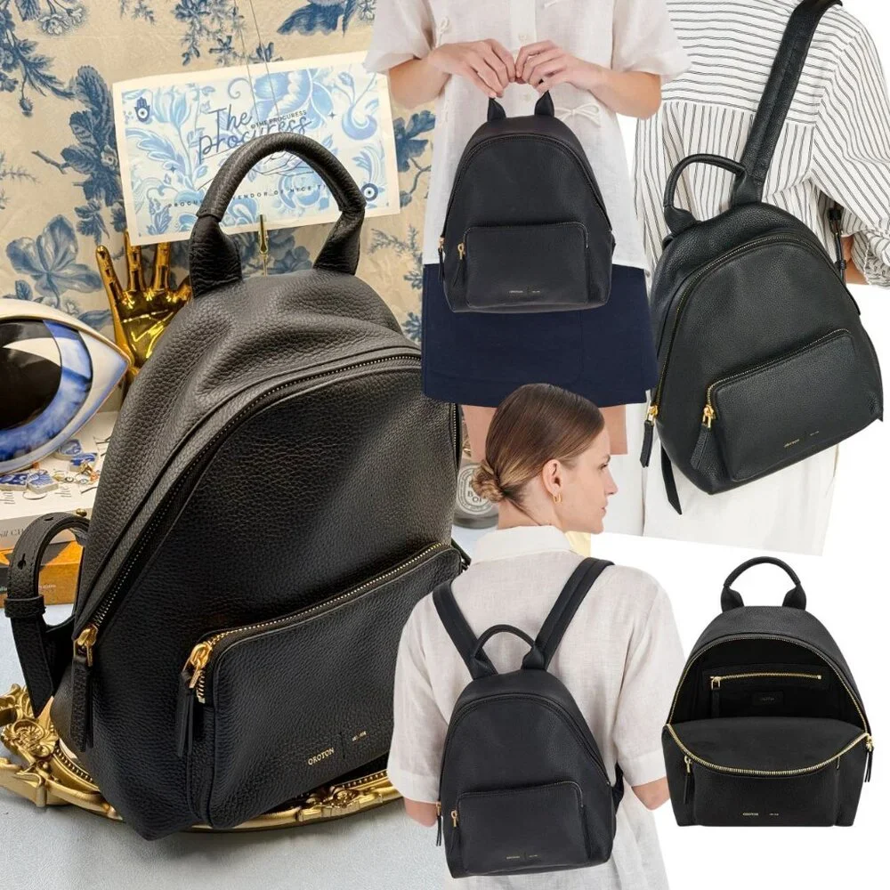 🆕 OROTON 🧿 NWOT Lilly Small Backpack, Black Leather